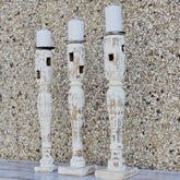 Indian Wooden Hand Carved Candle Holder Stand (Set of 3) 288